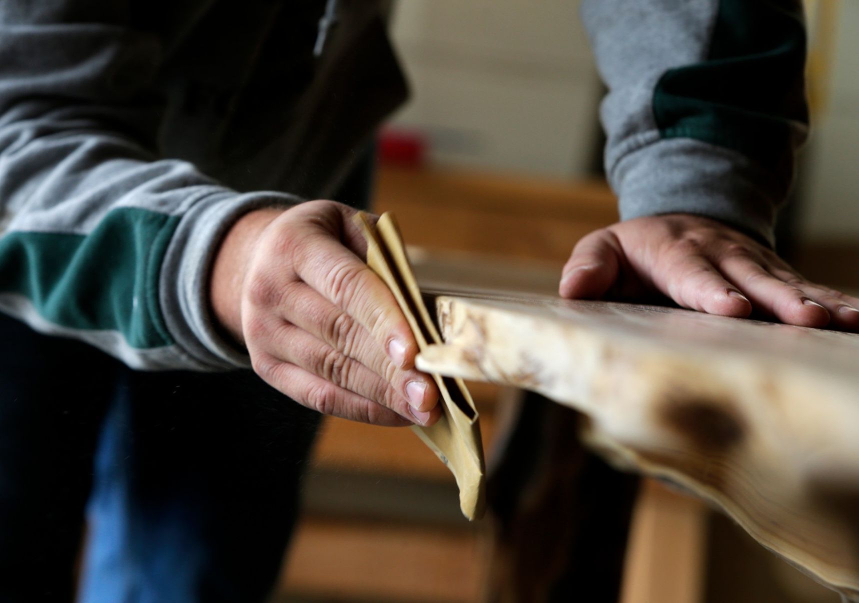 Bishop does a final sanding